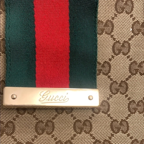 Gucci Brown and Green Monogram Tote Like New Authentic - Picture 2 of 15